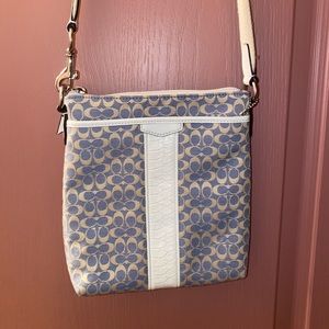 VINTAGE CROC SKIN & DENIM COACH CROSSBODY